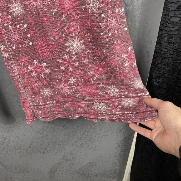 HelloNite! Waffle Lounge Pant wide leg. Holiday Winter snowflake print. size S - Picture 5 of 7